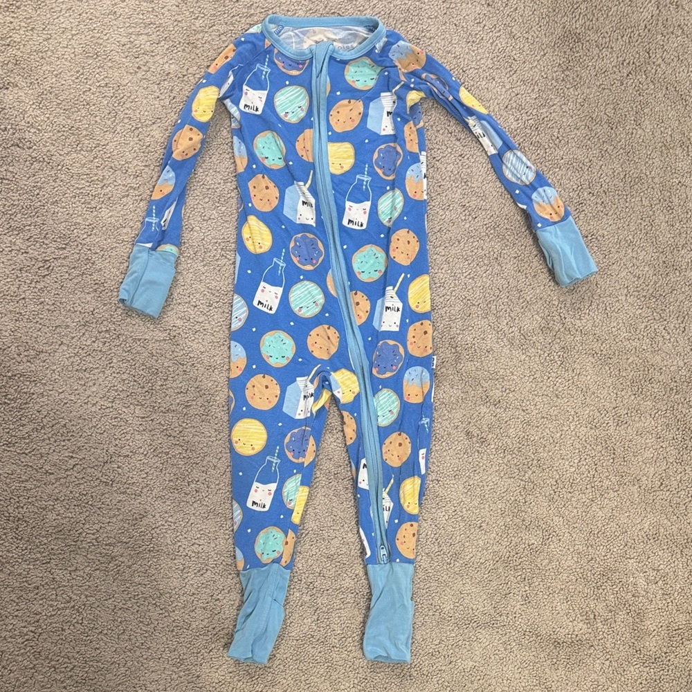 Little Sleepies Blue Cookie and Milk Kids Footie